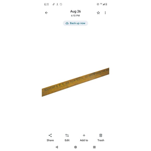 Ruler SOUVENIR G. P. O. JOB ROOM BOOTH, COLUMBIAN UNION FAIR 1899 Wooden Ruler - Picture 16 of 16